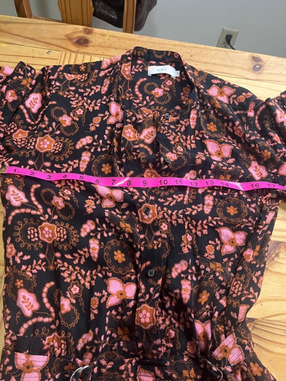 A.L.C Silk Mini Dress Black with Pink & Brown Floral Print - Picture 9 of 10